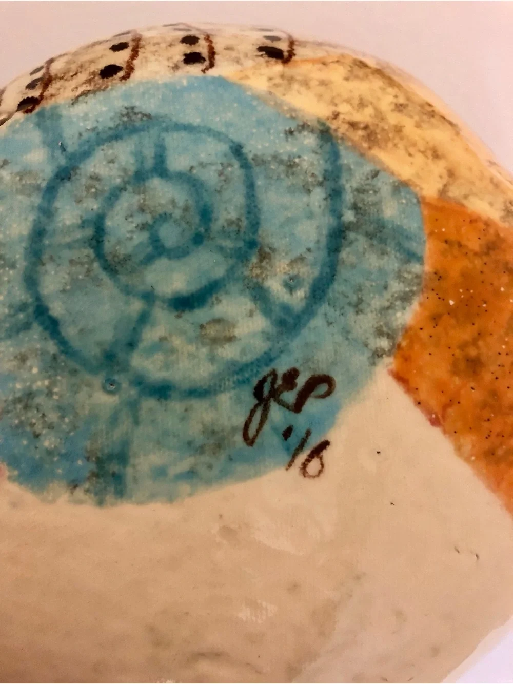 Handmade Ceramic Seashell Accent Dish - Multicolor. Signed